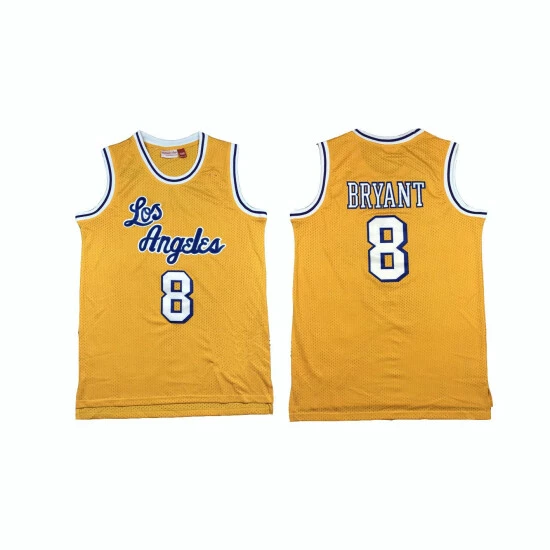 SheShow Men's Los La Lakers Kobe Bryant 8# Gold Basketball Jersey Latin Edition Tops Yellow