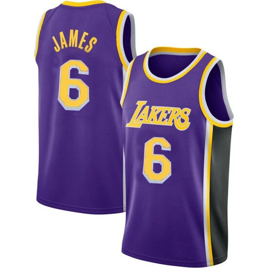 SheShow Men's Los Angeles Lakers Lebron James 6# Purple Jersey Tops