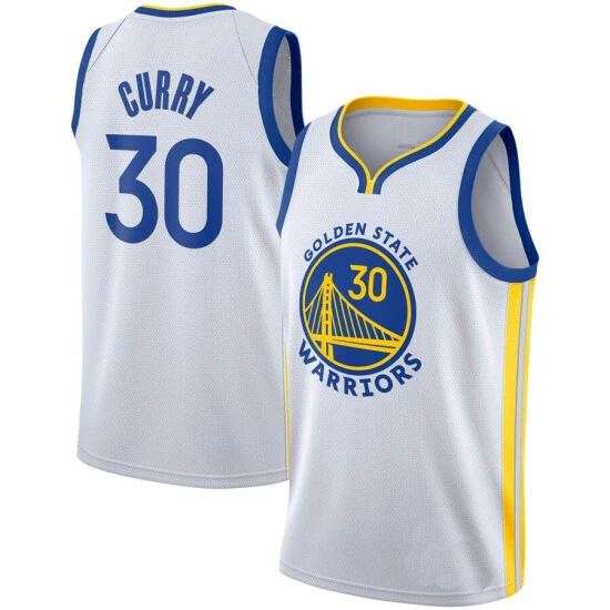 SheShow Men's Golden State Warriors Stephen Curry White Basketball Jersey Tops