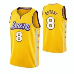 SheShow Men's Kobe Bryant 8# Yellow Los Angeles Lakers Finished Swingman Jersey City Edition Tops