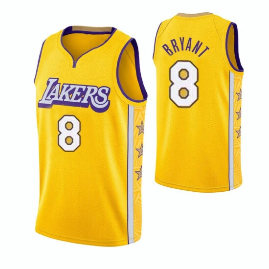 SheShow Men's Kobe Bryant 8# Yellow Los Angeles Lakers Finished Swingman Jersey City Edition Tops