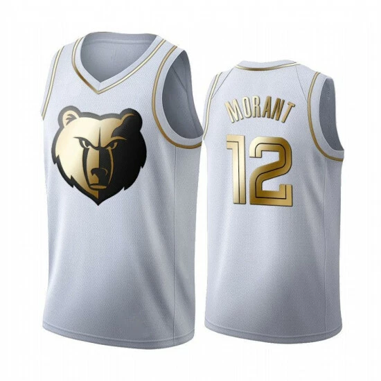 SheShow Men's Memphis Grizzlies Ja Morant White Gold Edition Jersey Tops