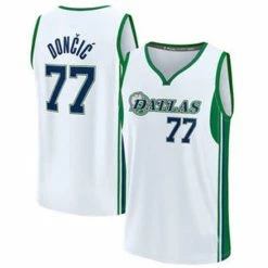 SheShow Men's Dallas Mavericks Luka Doncic 2021-22 City Edition Jersey Tops White