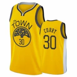 SheShow Men's Golden State Warriors Stephen Curry Gold Basketball Jersey Tops Yellow