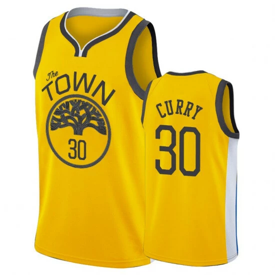 SheShow Men's Golden State Warriors Stephen Curry Gold Basketball Jersey Tops Yellow