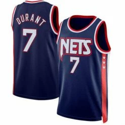 SheShow Men's Brooklyn Nets Kevin Durant 2021-22 City Edition Jersey Tops Navy Blue