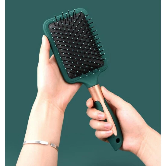 SheShow Straight & Smooth Soft Touch Paddle Hair Brush Brushes & Combs Green - Image 2
