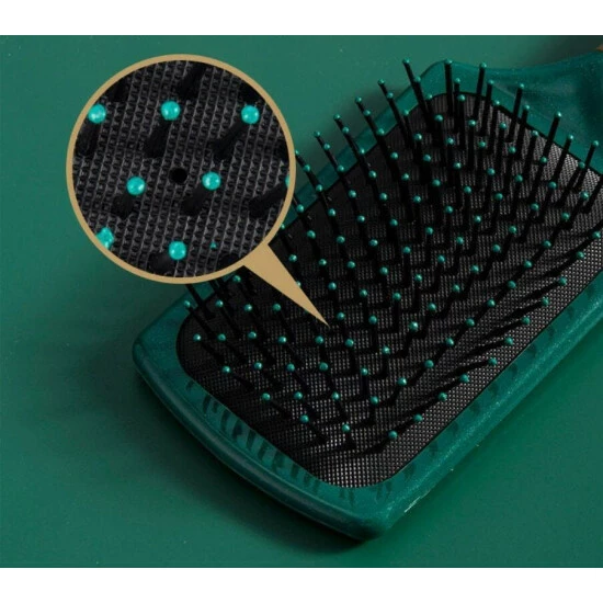 SheShow Straight & Smooth Soft Touch Paddle Hair Brush Brushes & Combs Green - Image 4