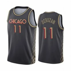 SheShow Men's Chicago Bulls DeMar DeRozan 11# Basketball Jersey - Black Tops