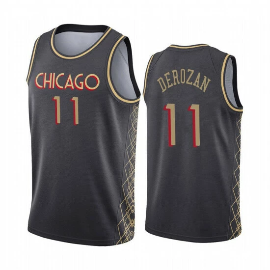 SheShow Men's Chicago Bulls DeMar DeRozan 11# Basketball Jersey - Black Tops