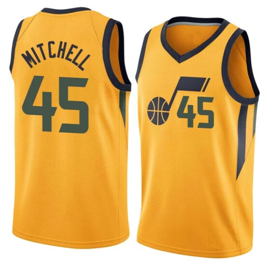 SheShow Men's Utah Jazz Donovan Mitchell Gold Basketball Jersey Tops Yellow