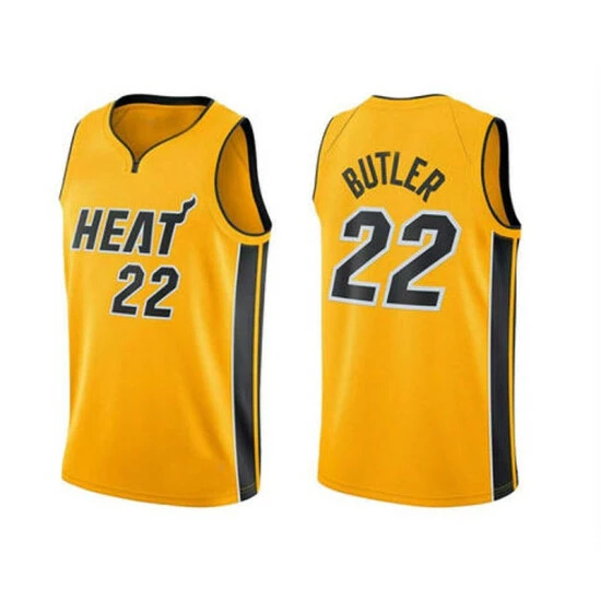 SheShow Mens Miami Heat Jimmy Butler 2020-21 Earned Edition Jersey - Yellow Tops