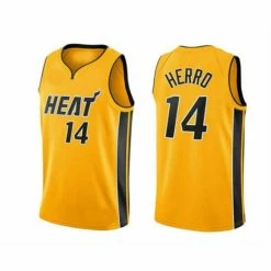 SheShow Mens Miami Heat Tyler Herro 2020-21 Earned Edition Jersey - Yellow Tops