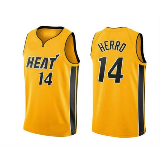 SheShow Mens Miami Heat Tyler Herro 2020-21 Earned Edition Jersey - Yellow Tops