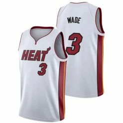 SheShow Men's Miami Heat Dwyane Wade #3 White Basketball Jersey Tops