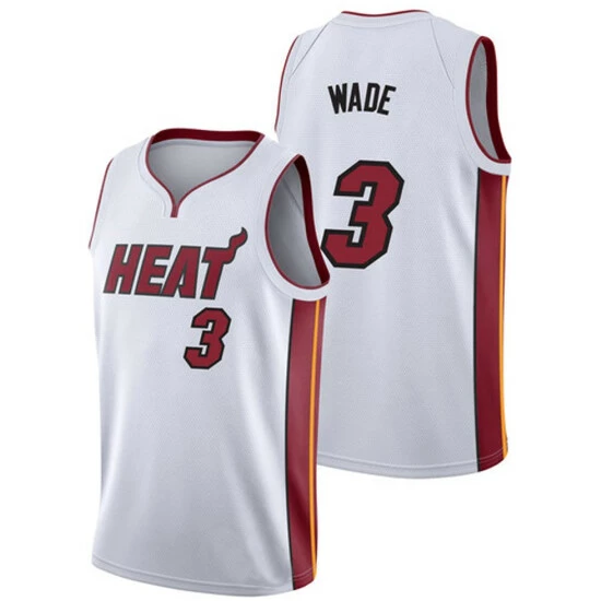 SheShow Men's Miami Heat Dwyane Wade #3 White Basketball Jersey Tops
