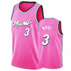 SheShow Mens Miami Heat Dwyane Wade City Edition Jersey - Pink Tops