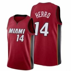 SheShow Men's Miami Heat Tyler Herro 14# Basketball Jersey Red Tops
