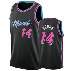 SheShow Mens Miami Heat Tyler Herro Black City Edition Jersey Tops