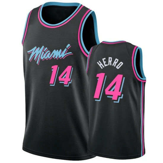 SheShow Mens Miami Heat Tyler Herro Black City Edition Jersey Tops