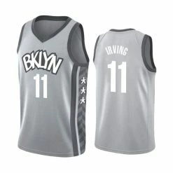 SheShow Men's Brooklyn Nets Kyrie Irving Gray 2019-20 Statement Jersey Tops Grey
