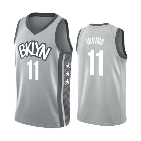 SheShow Men's Brooklyn Nets Kyrie Irving Gray 2019-20 Statement Jersey Tops Grey