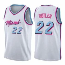 SheShow Men's Miami Heat Jimmy Butler City Edition Jersey White Tops