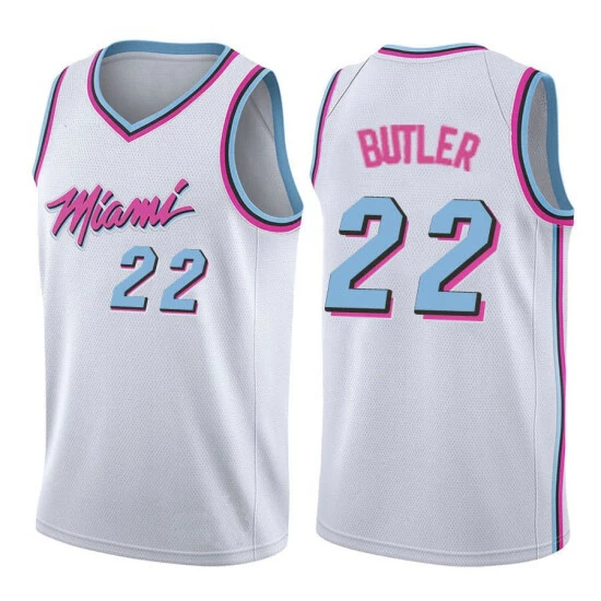 SheShow Men's Miami Heat Jimmy Butler City Edition Jersey White Tops