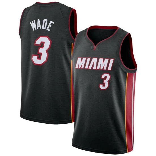 SheShow Men's Miami Heat Dwyane Wade Jersey - Black Tops