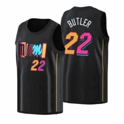 SheShow Men's Miami Heat Jimmy Butler 2021-22 City Edition Jersey Tops Black