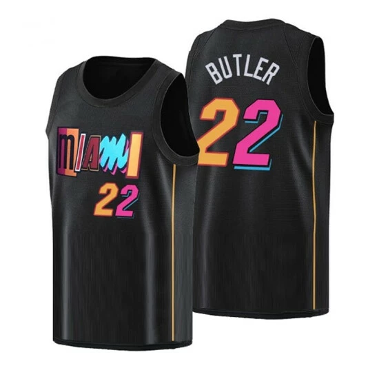 SheShow Men's Miami Heat Jimmy Butler 2021-22 City Edition Jersey Tops Black