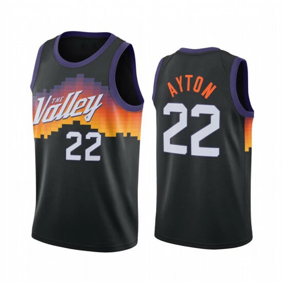 SheShow Men's Phoenix Suns Deandre Ayton #22 City Edition Jersey - Black Tops