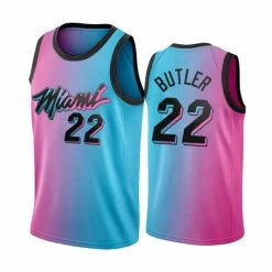 SheShow Men's Miami Heat Jimmy Butler 22# City Edition Jersey Gradients Tops Blue