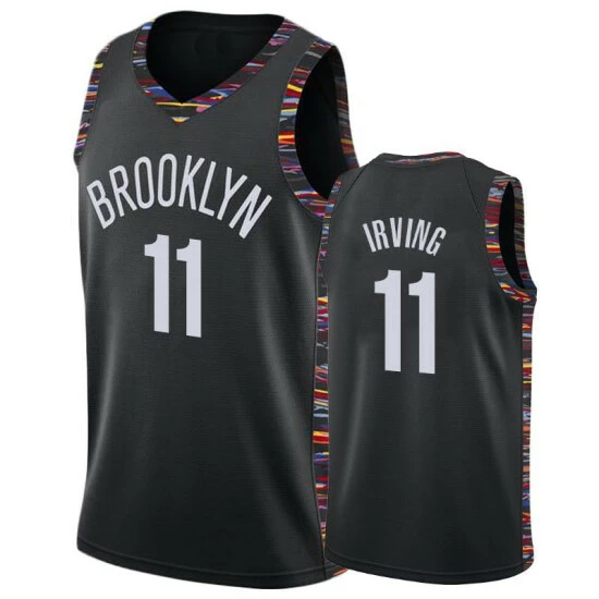 SheShow Men's Brooklyn Nets Kyrie Irving City Edition Jersey Tops Black