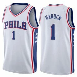 SheShow Mens Philadelphia 76ers James Harden 2021-22 White Association Edition Jersey Tops