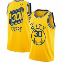 SheShow Men's Golden State Warriors Stephen Curry Hardwood Classic City Edition Jersey Tops Yellow
