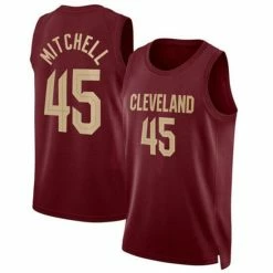 SheShow Mens Cleveland Cavaliers Donovan Mitchell 2022-23 Wine Icon Edition Jersey Tops Red