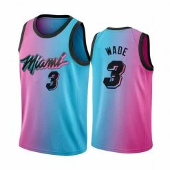 SheShow 2021 Men's Miami Heat Dwyane Wade 3# City Edition Jersey Gradients Tops Blue