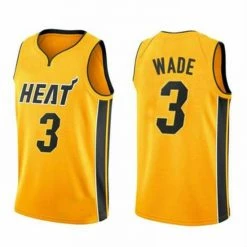SheShow Mens Miami Heat Dwyane Wade 2020-21 Earned Edition Jersey - Yellow Tops
