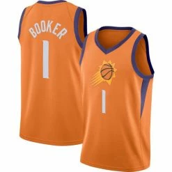 SheShow Men&apos;s Phoenix Suns Devin Booker Finished Jersey Statement Edition - Orange Tops