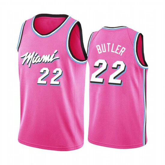 SheShow Men's Miami Heat Jimmy Butler #22 Earned Jersey Pink Tops
