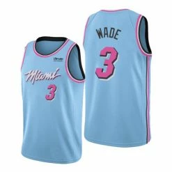 SheShow Men's Miami Heat Dwyane Wade 2019-20 Finished City Edition Swingman Jersey - Blue Tops