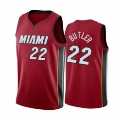 SheShow Men's Miami Heat Jimmy Butler 22 Statement Jersey Tops Red