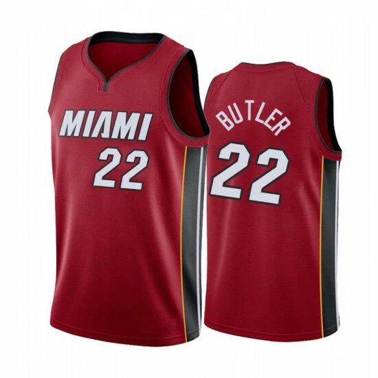 SheShow Men's Miami Heat Jimmy Butler 22 Statement Jersey Tops Red