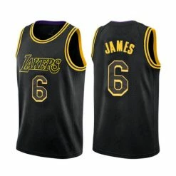 SheShow Men's Los Angeles Lakers LeBron James 6# Fast Break Replica Jersey Tops Black
