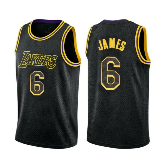 SheShow Men's Los Angeles Lakers LeBron James 6# Fast Break Replica Jersey Tops Black
