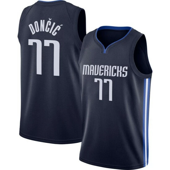 SheShow Men's Dallas Mavericks Luka Doncic Navy Finished Jersey - Statement Edition Tops Navy Blue