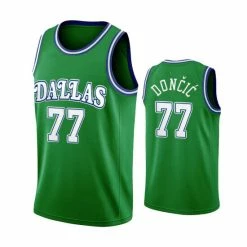 SheShow Men's Dallas Mavericks Luka Doncic 77# Basketball Jersey - Green Tops