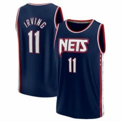 SheShow Men's Brooklyn Nets Kyrie Irving 2021-22 City Edition Jersey Tops Navy Blue