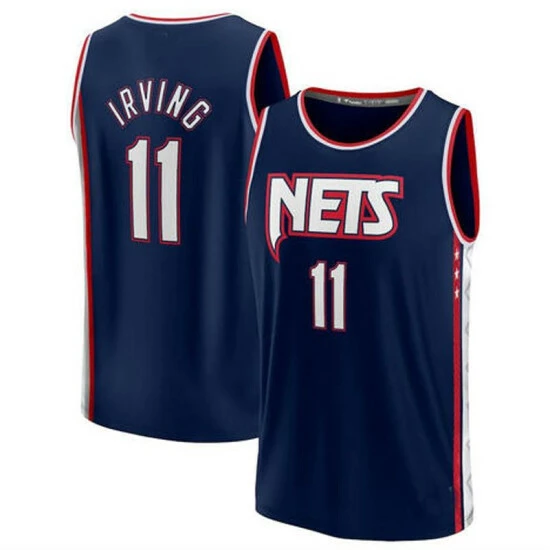 SheShow Men's Brooklyn Nets Kyrie Irving 2021-22 City Edition Jersey Tops Navy Blue